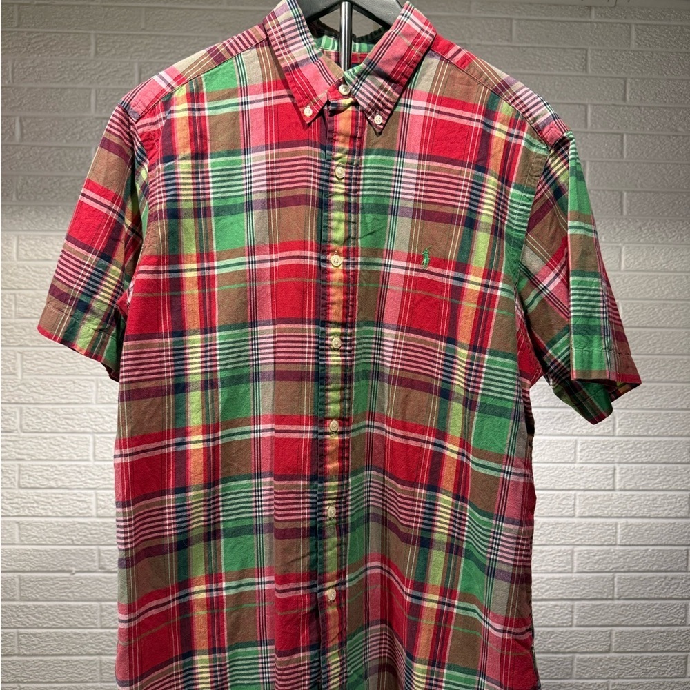 Ralph Lauren Red and Green Plaid Men's Shirt